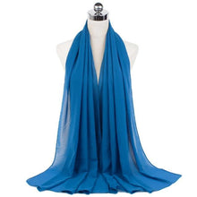 Load image into Gallery viewer, Luxury Fashion Long Soft Solid Chiffon Scarf Head Wrap Echarpe Shawl Lightweight Headscarf Instant Ready To Wear Elegant Hijab Scarf Wrap Muslim Shawl Islamic Hijabs Arab Wrap Head Scarves For Women