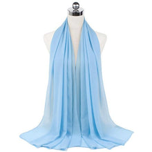Load image into Gallery viewer, Luxury Fashion Long Soft Solid Chiffon Scarf Head Wrap Echarpe Shawl Lightweight Headscarf Instant Ready To Wear Elegant Hijab Scarf Wrap Muslim Shawl Islamic Hijabs Arab Wrap Head Scarves For Women