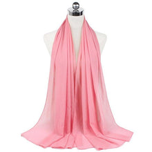 Load image into Gallery viewer, Luxury Fashion Long Soft Solid Chiffon Scarf Head Wrap Echarpe Shawl Lightweight Headscarf Instant Ready To Wear Elegant Hijab Scarf Wrap Muslim Shawl Islamic Hijabs Arab Wrap Head Scarves For Women