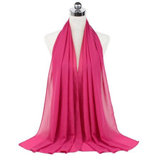 Load image into Gallery viewer, Luxury Fashion Long Soft Solid Chiffon Scarf Head Wrap Echarpe Shawl Lightweight Headscarf Instant Ready To Wear Elegant Hijab Scarf Wrap Muslim Shawl Islamic Hijabs Arab Wrap Head Scarves For Women