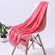 Load image into Gallery viewer, Luxury Fashion Winter Solid Colorful Soft Scarf Hijabs Tassels Long Warm Shawls Hijabs Lightweight Scarfs Scarves Cashmere Elegant Hijabs Scarves Wraps For Women