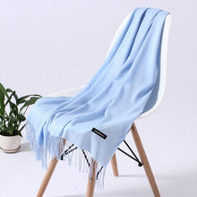 Load image into Gallery viewer, Luxury Fashion Winter Solid Colorful Soft Scarf Hijabs Tassels Long Warm Shawls Hijabs Lightweight Scarfs Scarves Cashmere Elegant Hijabs Scarves Wraps For Women