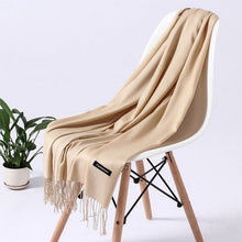 Load image into Gallery viewer, Luxury Fashion Winter Solid Colorful Soft Scarf Hijabs Tassels Long Warm Shawls Hijabs Lightweight Scarfs Scarves Cashmere Elegant Hijabs Scarves Wraps For Women