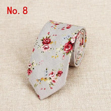 Load image into Gallery viewer, Luxury Flower Handmade Cotton Ties For Men Classic Colorful Printed Floral Designs Necktie For Wedding