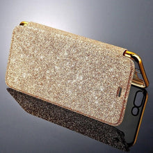 Load image into Gallery viewer, Luxury Glitter Leather Flip Wallet Case For iPhone 14 13 12 11 Pro XS Max XR X 7 8 Plus 6s Plus Clear Back Case iPhone Shiny Luxury Glitter Leather Case with Card Holder Flip Magnetic Closure Stand Cover