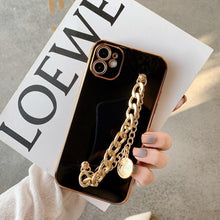Load image into Gallery viewer, Luxury Glossy Gold Color Metal Coin Bracelet Chain Protective Case Cover For iPhone Soft Case for iPhone 13 12 Pro Max 14 11 pro max X XS XR 7 8 Plus Cover
