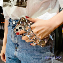 Load image into Gallery viewer, Luxury Gold Plating Electroplated Bracelet Cute Compatible with iPhone Diamond Case Luxury Sparkle Glitter Rhinestone Phone Case For iPhone 14 13 Promax 11 12 Pro Max Mini Xs Max XR 8 7 Plus Mirror Cover