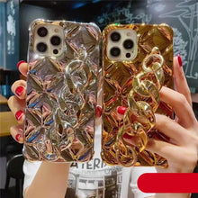 Load image into Gallery viewer, Luxury Gold Plating Electroplated Bracelet Cute Compatible with iPhone Diamond Case Luxury Sparkle Glitter Rhinestone Phone Case For iPhone 14 13 Promax 11 12 Pro Max Mini Xs Max XR 8 7 Plus Mirror Cover