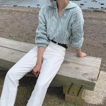 Load image into Gallery viewer, Luxury Kitty Retro Women Sweater Pullovers Knitted Casual Solid Autumn Turn-down Collar Feminine Loose All Match Soft Sweet Tops