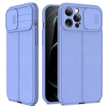Load image into Gallery viewer, Luxury Leather Black Shockproof Phone Case on For iPhone 13 12 11 14 Pro Max XR X XSMax 14 Case Camera Lens Protection Soft Back Cover Thin Shockproof Case with Slide Camera Case for iPhone