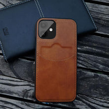 将图片加载到图库查看器,Luxury Leather Card Retro Case for iPhone 14 13 12 Mini 11 Pro Max X XR XS Slim Soft Cover for 14 Max Built-in Metal Plate for Magnetic Mounting & Card Holder Phone Case