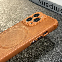 Load image into Gallery viewer, Luxury Leather Magnetic Wireless Charging Case For iPhone 14 11 12 13 Pro Max X XS XR 8 7 Plus Shockproof Soft Cover Shockproof Unique Vintage Design Leather Case For iPhone