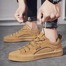 将图片加载到图库查看器,Luxury Leather Men's Sneakers Lace Up Mens Casual Outdoor Canvas Shoes Handmade Fashion Walking Sneakers Comfortable Modern Design Sneakers For Man