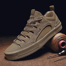 将图片加载到图库查看器,Luxury Leather Men's Sneakers Lace Up Mens Casual Outdoor Canvas Shoes Handmade Fashion Walking Sneakers Comfortable Modern Design Sneakers For Man