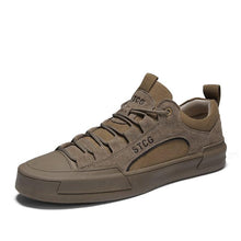 将图片加载到图库查看器,Luxury Leather Men's Sneakers Lace Up Mens Casual Outdoor Canvas Shoes Handmade Fashion Walking Sneakers Comfortable Modern Design Sneakers For Man