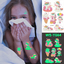 将图片加载到图库查看器,Luxury Luminous Tattoo Stickers Unicorn Stars Temporary Waterproof Luminous Fake Tattoos Stickers Dinosaur Butterfly For Children