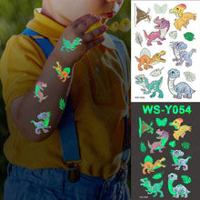 将图片加载到图库查看器,Luxury Luminous Tattoo Stickers Unicorn Stars Temporary Waterproof Luminous Fake Tattoos Stickers Dinosaur Butterfly For Children