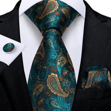 Load image into Gallery viewer, Luxury Men Silk Necktie Pocket Square Matching Handkerchief Cufflinks Set Formal Design Printed Business Necktie For Men