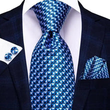 Load image into Gallery viewer, Luxury Men Silk Necktie Pocket Square Matching Handkerchief Cufflinks Set Formal Design Printed Business Necktie For Men