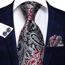 Load image into Gallery viewer, Luxury Men Silk Necktie Pocket Square Matching Handkerchief Cufflinks Set Formal Design Printed Business Necktie For Men