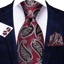 Load image into Gallery viewer, Luxury Men Silk Necktie Pocket Square Matching Handkerchief Cufflinks Set Formal Design Printed Business Necktie For Men