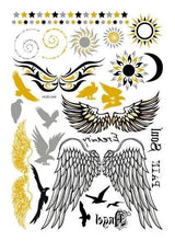 将图片加载到图库查看器,Luxury Metallic Temporary Tattoo Gold Silver Flower Sticker Long Lasting Gold Design For Womens