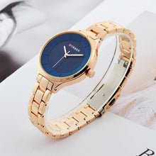 将图片加载到图库查看器,Luxury Rose Gold Womens Watch Stainless Steel Wrist Watches Fashion Thin Quartz Ladies Watch Waterproof Stainless Steel Wrist Watch Elegant Round Design For Women