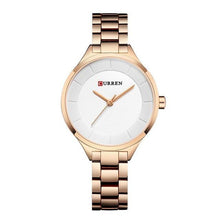 将图片加载到图库查看器,Luxury Rose Gold Womens Watch Stainless Steel Wrist Watches Fashion Thin Quartz Ladies Watch Waterproof Stainless Steel Wrist Watch Elegant Round Design For Women
