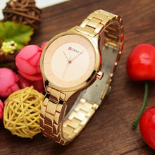 将图片加载到图库查看器,Luxury Rose Gold Womens Watch Stainless Steel Wrist Watches Fashion Thin Quartz Ladies Watch Waterproof Stainless Steel Wrist Watch Elegant Round Design For Women
