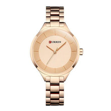 将图片加载到图库查看器,Luxury Rose Gold Womens Watch Stainless Steel Wrist Watches Fashion Thin Quartz Ladies Watch Waterproof Stainless Steel Wrist Watch Elegant Round Design For Women