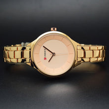 将图片加载到图库查看器,Luxury Rose Gold Womens Watch Stainless Steel Wrist Watches Fashion Thin Quartz Ladies Watch Waterproof Stainless Steel Wrist Watch Elegant Round Design For Women