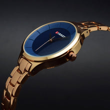 将图片加载到图库查看器,Luxury Rose Gold Womens Watch Stainless Steel Wrist Watches Fashion Thin Quartz Ladies Watch Waterproof Stainless Steel Wrist Watch Elegant Round Design For Women