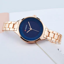 将图片加载到图库查看器,Luxury Rose Gold Womens Watch Stainless Steel Wrist Watches Fashion Thin Quartz Ladies Watch Waterproof Stainless Steel Wrist Watch Elegant Round Design For Women
