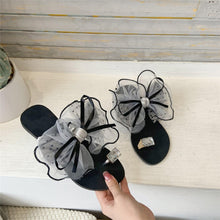 将图片加载到图库查看器,Luxury Shiny Rhinestone Summer Cute Bowtie Decorate Non-Slip Sandals Slipper Flats Mules Casual Fashion Beach Flip Flops Bow Sandals Rubber Flat Summer Beach Rain Shoes