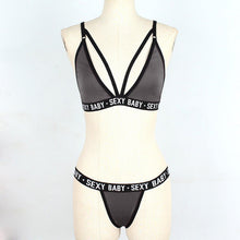 Load image into Gallery viewer, Luxury Summer Swimwear Solid Lingerie Underwear Set Women Letter Solid Patchwork Bikini Set Classic Design Underwear G-String Set Women's Bikini Triangle Solid Two Piece Bathing Suit
