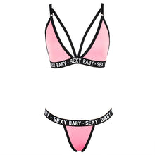 Load image into Gallery viewer, Luxury Summer Swimwear Solid Lingerie Underwear Set Women Letter Solid Patchwork Bikini Set Classic Design Underwear G-String Set Women's Bikini Triangle Solid Two Piece Bathing Suit