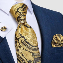 Load image into Gallery viewer, Luxury Wedding High Quality Solid Color Floral Tie For Men Fashion Silk Necktie Cufflink Silk Tie Set For Men