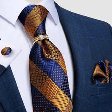 Load image into Gallery viewer, Luxury Wedding High Quality Solid Color Floral Tie For Men Fashion Silk Necktie Cufflink Silk Tie Set For Men