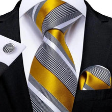 Load image into Gallery viewer, Luxury Wedding Party Floral Design Silk Necktie Hanky And Matching Cufflinks Set For Men Classic Design Necktie Set For Men
