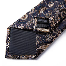 Load image into Gallery viewer, Luxury Wedding Party Floral Design Silk Necktie Hanky And Matching Cufflinks Set For Men Classic Design Necktie Set For Men