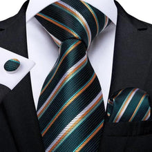 Load image into Gallery viewer, Luxury Wedding Party Floral Design Silk Necktie Hanky And Matching Cufflinks Set For Men Classic Design Necktie Set For Men