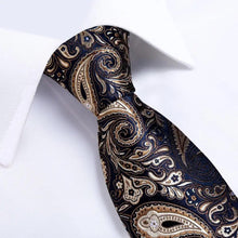 Load image into Gallery viewer, Luxury Wedding Party Floral Design Silk Necktie Hanky And Matching Cufflinks Set For Men Classic Design Necktie Set For Men
