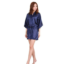 Load image into Gallery viewer, Luxury White Silk Women Bathrobe Soft Short Ladies Sleepwear Indoor Bathrobe Party Sleepwear With Waist Belt
