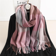 将图片加载到图库查看器,Winter Long Plaid Headwear Scarf Warm Shawls Cashmere Female Scarfs Scarves Lady Tassel Shawl Wraps For Women