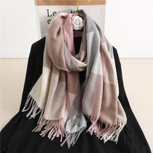 将图片加载到图库查看器,Winter Long Plaid Headwear Scarf Warm Shawls Cashmere Female Scarfs Scarves Lady Tassel Shawl Wraps For Women