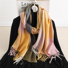 将图片加载到图库查看器,Winter Long Plaid Headwear Scarf Warm Shawls Cashmere Female Scarfs Scarves Lady Tassel Shawl Wraps For Women