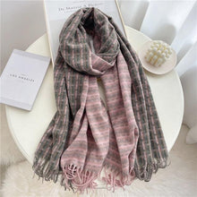 将图片加载到图库查看器,Winter Long Plaid Headwear Scarf Warm Shawls Cashmere Female Scarfs Scarves Lady Tassel Shawl Wraps For Women
