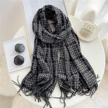 将图片加载到图库查看器,Winter Long Plaid Headwear Scarf Warm Shawls Cashmere Female Scarfs Scarves Lady Tassel Shawl Wraps For Women