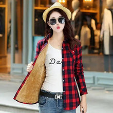 将图片加载到图库查看器,Luxury Winter Warm, Plus Velvet Thicken Plaid Shirt Style Coat Jacket For Women Clothes/Tops/Casual/Jacket/Outerwear For Female