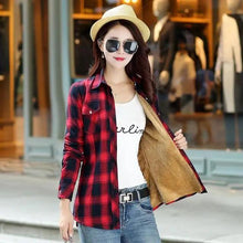 将图片加载到图库查看器,Luxury Winter Warm, Plus Velvet Thicken Plaid Shirt Style Coat Jacket For Women Clothes/Tops/Casual/Jacket/Outerwear For Female